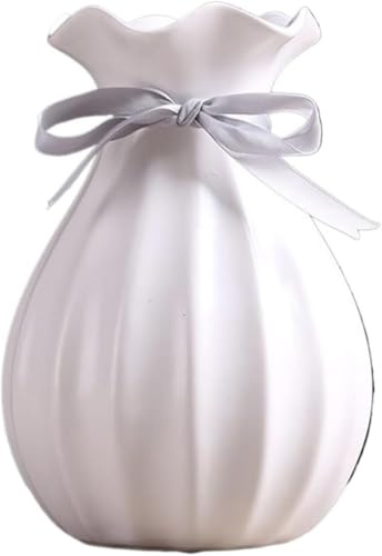 Ceramic Vase for Flowers,Small for Living Room Wedding Garden Office Christmas Decor - 7.8in H(White)