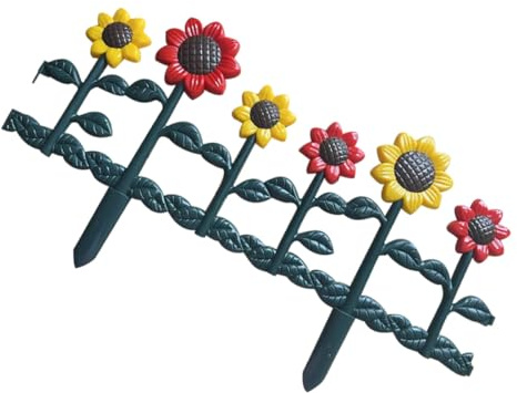 UPKOCH Recinzione Decorativa da Giardino in Plastica Girasoli, Bordura Esterna per Prato e Aiuole, Recinzione per Cortile e Supporto Piante, Resistente alle Intemperie, Installazione