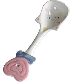 Coffee Spoon Charming Underglaze-Painted Ceramic Spoon Cartoon-Style Long Handle Design Perfectly Suited For Home Dessert Serving Yoghurt And Oatmeal Kitchen Accessory(Color9)