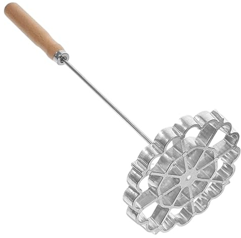 Molde para buñuelos | Roseta de hierro, aleación de aluminio, molde para buñuelos en forma de flor con mango de madera, moldes para gofres de grado alimenticio para cocina, hornear y cocinar