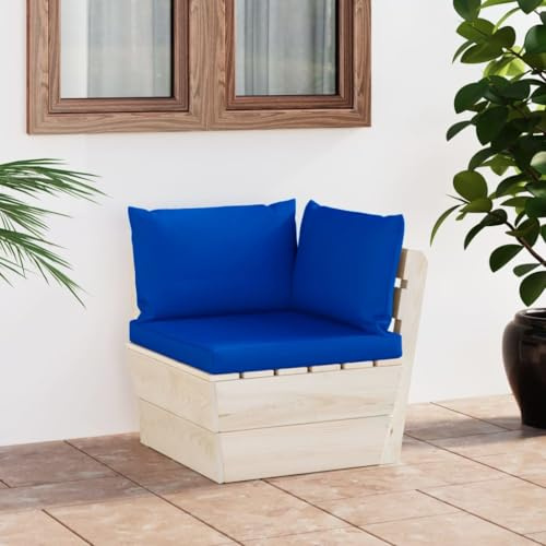 Mokuyary Canapé d'angle en palettes avec coussin en bois d'épicéa imprégné pour terrasse, balcon, jardin