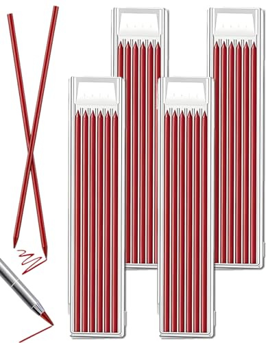 DAFNE Confezione da 24 mine per matita da falegnameria, mine di ricambio per matita da falegnameria da 2,8 mm, adatte per matite Pica Dry, mine di ricambio per matita, mine piene di ricambio - Rosso