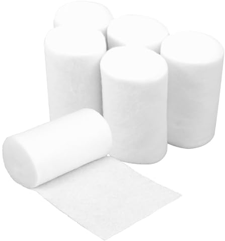 YUXIANLB 6 Rolls Cast Padding Bandage, 4 Inch x 8.85 ft Soft Individual Pack Cotton Conforming Undercast Wrap Use with Plaster Cloth Gauze for Halloween Wrap Art Projects Body Mask Making Hobby Craft