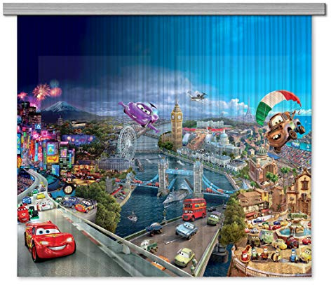 Disney Cars Polyester Vorhänge Autos Kinderzimmer 180 x 160 cm Gardinen von AG Design | 2 Teil | FCSXL 4326