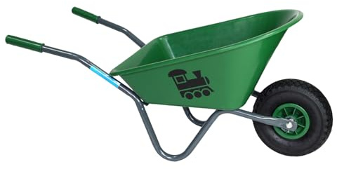 Kinderschubkarre Uni 3,6 kg 40 kg Traglast Stahl Kunststoff grün Vollgummirad Schiebkarre Gartenkarre (Lokomotive | grün)