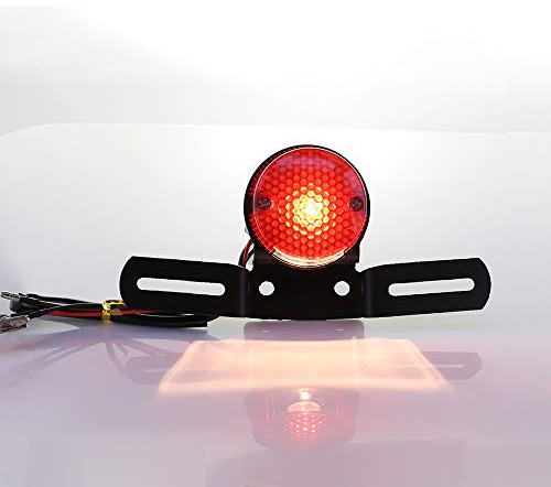 Krtopo Motorrad Rücklicht Blinkerleuchte Rot Gehobelt Kennzeichnenleuchte mit Halter Retro