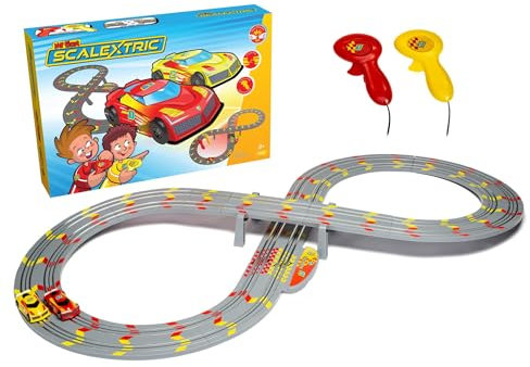 Scalextric G1150M My First Scalextric Racing Track Sets for Kids Ages 3+ - Mains Powered Micro Race Set, Toy Car Kits for Boys. Incl. 1x Speed Track, 2x Racing Cars, 2x Controllers - Kids Toys Gifts