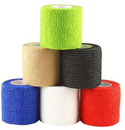 Larcele 6 Bände Selbstklebende Bandage Multifunktions Klebeband Zufällige Farbe ZZTXBD-01 (Volltonfarbe,5cm*4.5m)