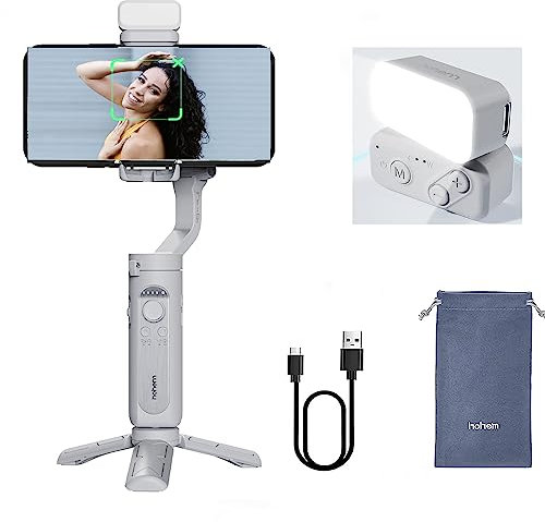 hohem iSteady XE Kit Gimbal Stabilizer for Smartphone 3-Axis Cell Phone Handheld Gimbal with Fill Light,Stabilizer for iPhone&Android Lightweight Youtuber Vlogging Live Stream