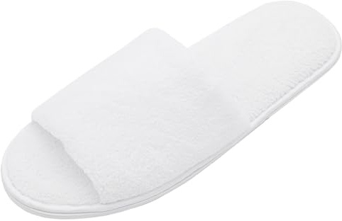 ZOLLNER 10 paires de pantoufles à usage unique en blanc - pantoufles en éponge pour le voyage, le spa et la maison - semelle antidérapante - pointe ouverte - taille unique - qualité hôtelière