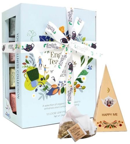 English Tea Shop Organic Wellness Tea Collection Prism - 12 Pyramid Tea Bags - 6 Different Flavours., 24 g