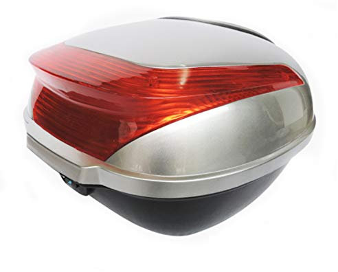 ZXCASDF Topcase Motorradkoffer, Hinterhelm Aufbewahrungskoffer,Top Case Box,Top Case Universal, Helmkoffer Für Roller, Motorrad, Mofa & Quad,Silber