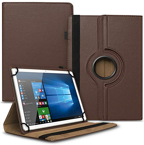 NAUCI Tablet Hülle kompatibel mit Telekom T Tablet 10,4 Zoll Tasche Schutzhülle Case Universal Cover aus Kunst-Leder Standfunktion 360° Drehbar, Farbe:Braun