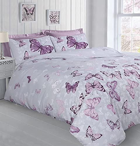 Velosso Butterfly Glaze Delicate Floral Bedding Duvet Cover and Pillowcase Set (Double)
