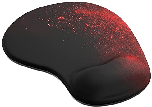 CSL - Office Mauspad mit Gelkissen - Handgelenkauflage - Handgelenkpolster Handauflage - Gelpolster – optimiert für Rechtshänder - Silikon Unterseite - Textiloberfläche mit Mikrofaser - Blood