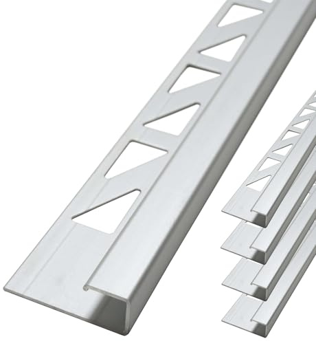 Dalsys 5x Fliesenschiene Eckprofil 2,5m x 10mm Chrom glänzend Alu | Quadratprofil, Aluminium eloxiert, für Fliesenverlegung an Wand und Boden, Fliesenschiene Zubehör