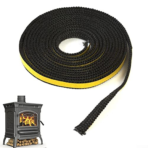 Cuerda de fuego para estufa de leña, forro autoadhesivo para estufa, chimenea, puerta de horno, tira selladora resistente al calor (10 mm x 2 mm x 4 m)