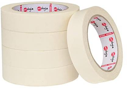ARTOLOGIA 5 Pcs Masking Tape 25mm - Non-Bleeding Wide Masking Tape for Painting Walls - Premium Quality Adhesive Painting Tape for Decorating - Perfect Painter Tape for Artists & DIY Projects