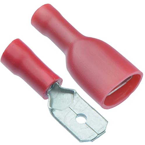 10 x PAIRS Red 6.3mm Male + Female Fully Insulated Crimp Spade Connector