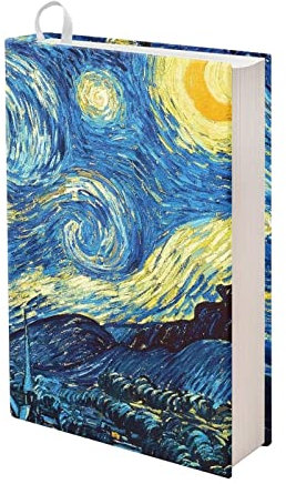 Showudesigns Van Gogh Sternennacht-Buchhülle für Damen und Herren, strapazierfähig, dehnbar, Buchschoner für Taschenbücher, Hardcover, Bucheinband, 22,9 x 27,9 cm, Buch-Sox