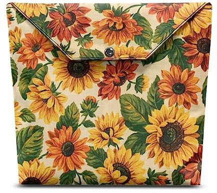 Jeiento Gelbe Sonnenblume Buchhülle mit Tasche Orange Buchschutz Floral Vintage Wiederverwendbare Buchschutz Tasche