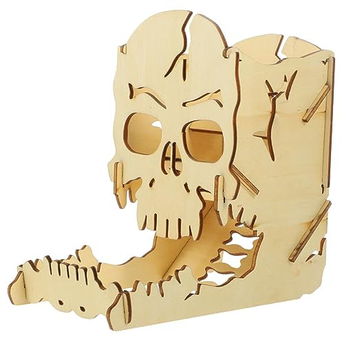 Toyvian Würfelturm Aus Holz Mit Totenkopf-Design Für Würfelspiele Tragbarer Spielturm-Spender Mit Großem Fassungsvermögen Für Mehrere Würfel Gleichzeitig