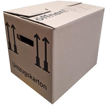 4 St. Umzugskarton 400 x 320 x 330 mm mit Tragegriffe, Bücherkarton, Akten Ordner Aufbewahrung