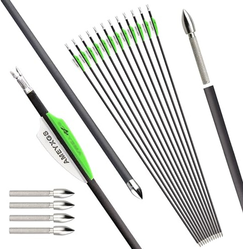 surwolf 32 Bågskytte kolpilar, ID 4,2 mm Inriktningspilar ，jaktpilar, träningspilar, 600 Spine，för Archery Compound och Recurve båge 6&12 st (12, pil)