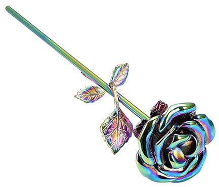 GIBZ Geschenk zum Valentinstag Metall Aluminium Rosen Hochzeit Ring Box Simulation Blume Crafts Konservierte Ewige Rose Blumen Infinity Rosen Geschenke für Frau Freundin Mama Geburtstag Bunt