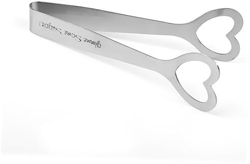 Ciieeo Heart Shape Stainless Steel Tongs Mini Sugar Clips Silver Kitchen Tongs for Ice Cookie Candy Wedding and Bar Use