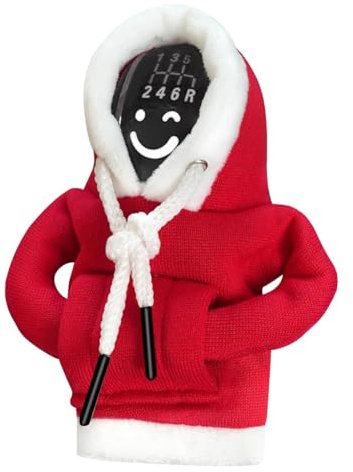 Ruayia Schalthebel Hoodie, Schaltknauf Hoodie Fürs Auto, Lustige Hoodies Schalthebel Dekoration, Auto Schalthebel Zubehör, Schaltknauf Überzug Dekoratives, Rot