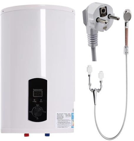 50L Chauffe Eau Electriques, Chauffe Eau Plat Électrique Eau Chaude Chaudière Led Écran 220V 2Kw Chauffe Eau Plat (Innentank 35 Liter)