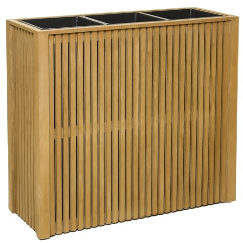 VIVANNO Raumteiler Pflanzkübel Holz ELEMENTO auf Rollen Braun 75x83x32 cm