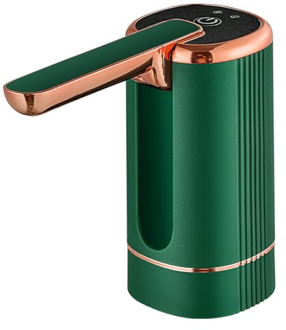 Foldable 5 Gallon Water Dispenser Pump Electric Water Bottle Pump with Removable Base for 1-5 Gallon Jug Automatic Water Dispenser Countertop for RV Outdoor Travel Bedside Home Office (Green&Gold)