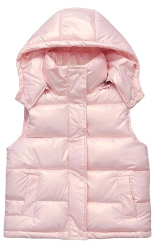 Happy Cherry Gilet pour Enfants avec Capuche Filles Doudoune d'extérieur d'hiver sans Manches Matelassé Chaud Veste Coupe-vent 3-4 Ans