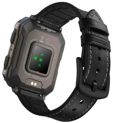 DINGK Lederarmband Kompatibel mit Kospet Tank M1 Pro Armband Weiches Echtes Leder & Silikon Ersatzarmband für Kospet Tank M1 Pro Armband für Damen Herren Einstellbar Band für Kospet Tank M1 Pro (5)