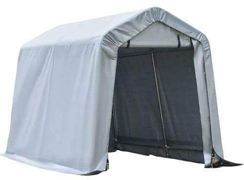 Carport Portatile Per Esterni Garage portatile for auto coperto da 6' X 8', tenda da stoccaggio for impieghi gravosi, riparo for stoccaggio in patio con copertura in PE anti-UV e doppie porte con cern