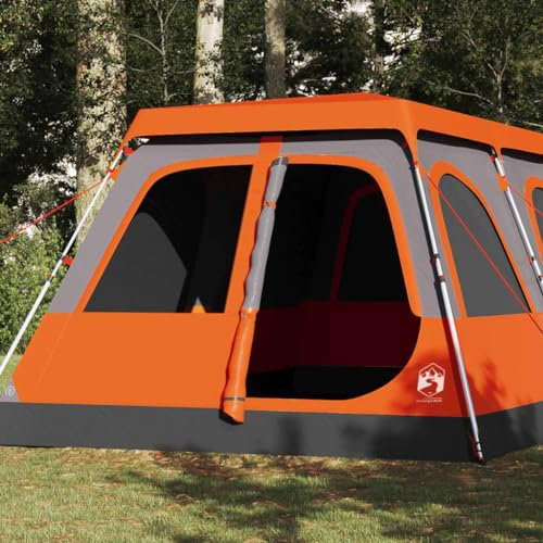 Homgoday Kuppel-Familienzelt 10 Personen Kuppelzelt Familienzelt Campingzelt Gartenzelt Wasserdicht mit abnehmbarem Überzelt Zelt für Camping Reise Trekking Grau und Orange Quick Release