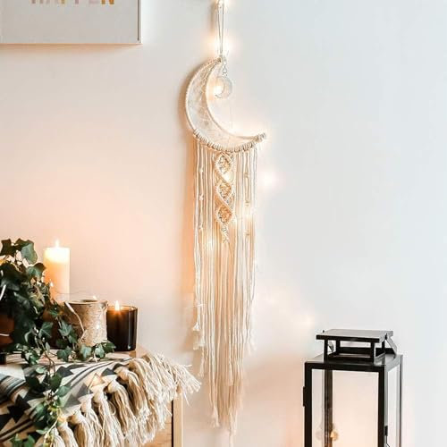 Boho Traumfänger, Traumfänger Makramee Boho, Boho Makramee Wandbehang Boho Decor Boho Wanddeko Boho Deko Wand Boho Style Deko Boho Wandbehang Boho Deko Schlafzimmer Mond Deko Für Eid Mubarak Ramadan