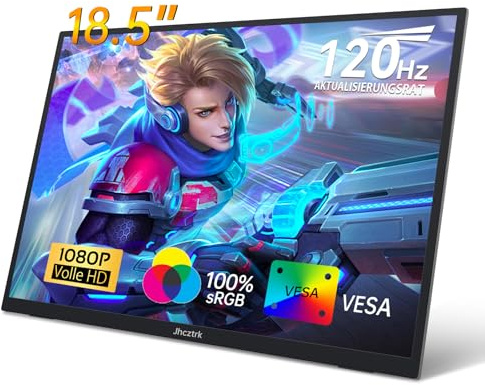 Moniteur portable 18,5 pouces 120Hz FHD 1080P HDMI USB-C, 100% sRGB, HDR Moniteur de jeu Haut-parleurs intégrés Kickstand et VESA Travel Second Kompatibel ordinateur portable Mac PC Xbox PS4/5 Switch