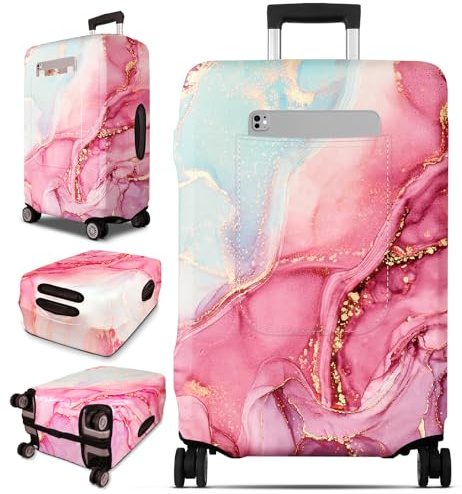 Slohif Luggage Cover for Suitcase Tsa Approved Protector - Luggage Sleeve Large Suit Case Cover Travel Stretch Baggage Case Protective Washable Fit 18-32 Inch Marble L