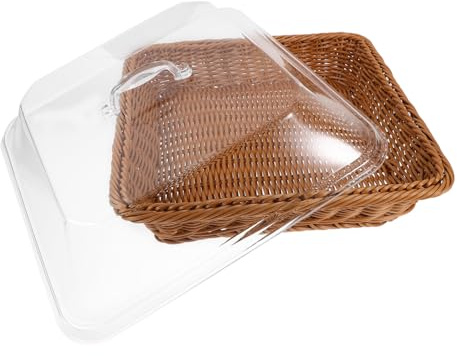 Panier à Pain Rond avec Couvercle en Acrylique Pp Marron | Fruits et Desserts, Usage Table ou Commerce, Format 31, 4cm, Présentation et Conservation