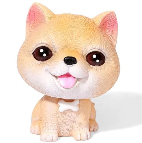 COGEEK Bobble Head Dogs, Resin Car Dashboard Puppy Ornament, Mini Shaking Head Dogs, Nodding Doggy Figures for Car Home Office Desk Decoration(Shiba Inu)
