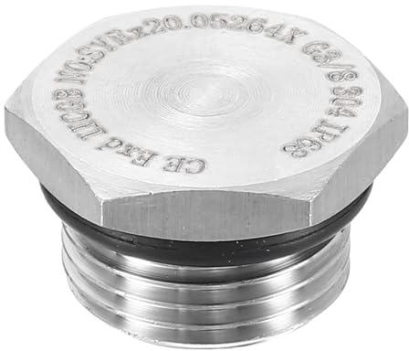 sourcing map Tapón de tubería de acero inoxidable 304 G3/8 rosca macho exterior hexagonal cabeza hexagonal tapones con anillo de sellado para tubo de aire, agua, aceite y gas