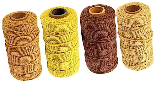 STOBOK 4rolle Geflochtenes Baumwollseil Wäsche Und Campingtauglich Frei Kürzbar Robustes Wickelseil in Kaffee Gelb Braun Und Khaki-Stil