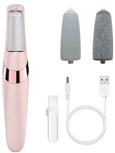 Portable Electric Foot File, Electric Callus Removers for Feet, Rechargeable Silk 3 pro Hard Skin Remover, Professional Pedicure Tool Waterproof with 2 Rollers for Cracked, Removes Dry Skin(Pink)