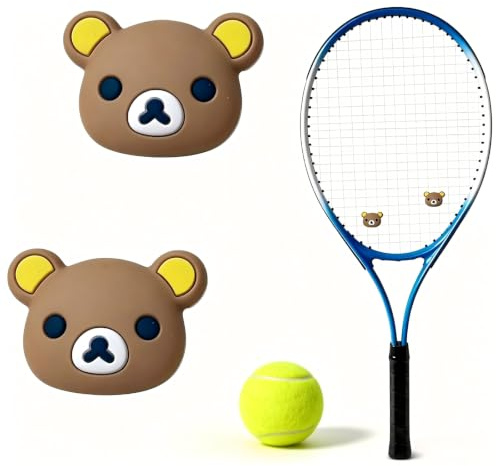 XMHBG 2 PCS Tennis Racket Vibration Dampener Bear Design, Soft Silicone Shock Absorber Vibration & Noise Reduction, Secure Easy Install Accessories for Adult & Junior Players of All Levels