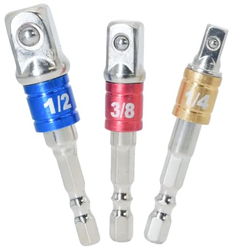 3lg, adattatore per bussola [1/4, / 1/2, / 3/8],Adattatore Esagonale per Trapano, Estensione per Cacciavite, Compatibile con Tutti i Trapani e Avvitatori Standard