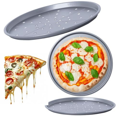 Pluto Packaging 33cm Non-Stick Easy to Use Large Round Pizza Oven Tray | Fridge & Freezer Safe
