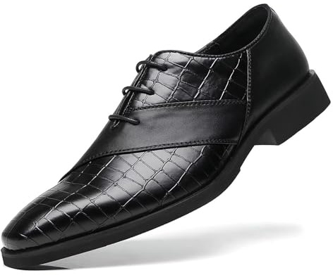 SANNAX Men's Lightweight Oxford Shoes - Comfortable Non-Slip Formal Dress Shoes for Business, Office & Wedding | Black and Brown | Sizes 6.5-12.5 (UK)
